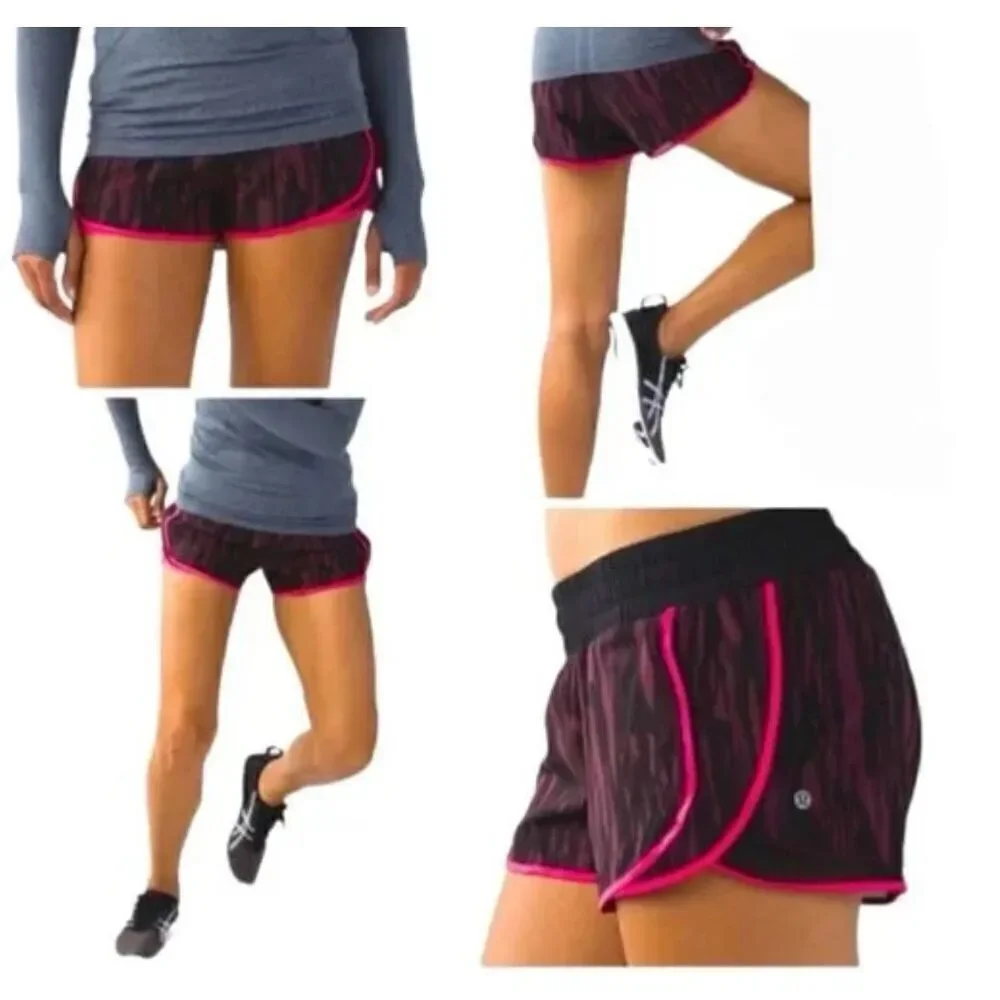 Lululemon Womens Super Squad Running Shorts Size 4 Elastic Waist Lined Purple